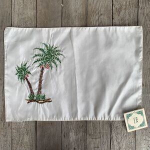 Beaded Palm Tree Placemats 4 K&K Tabletops Ivory Coastal Beach Tablescape NEW